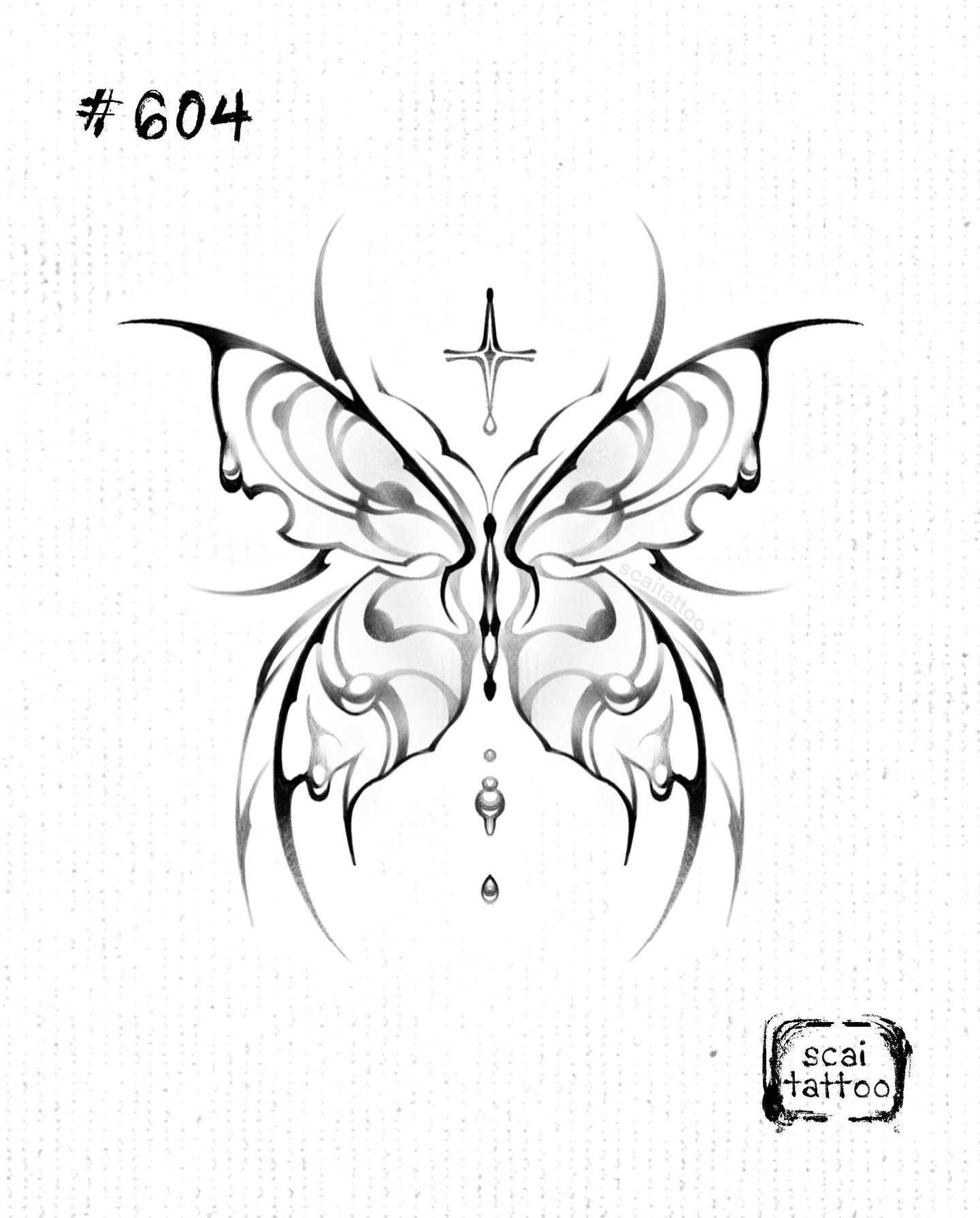 An abstract butterfly with a cross and teardrop details perfect for coloring pages