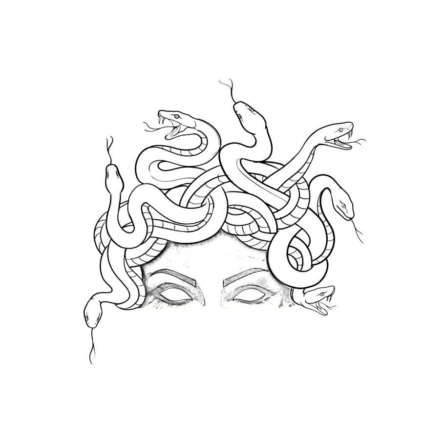 A powerful image showing Medusa with a head of snakes and an inspiring message
